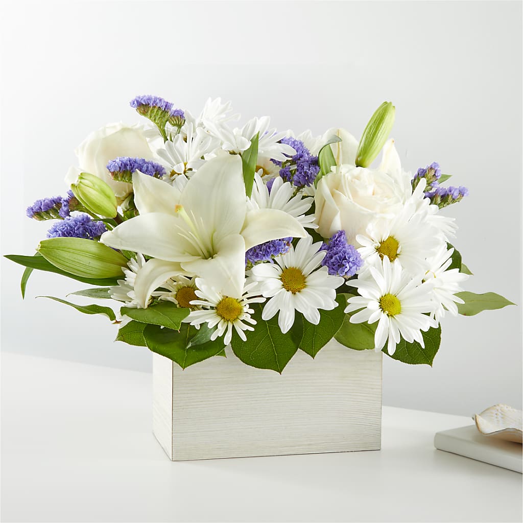 Beyond Blue Box Bouquet – Colonial Flower Shoppe, Somers CT