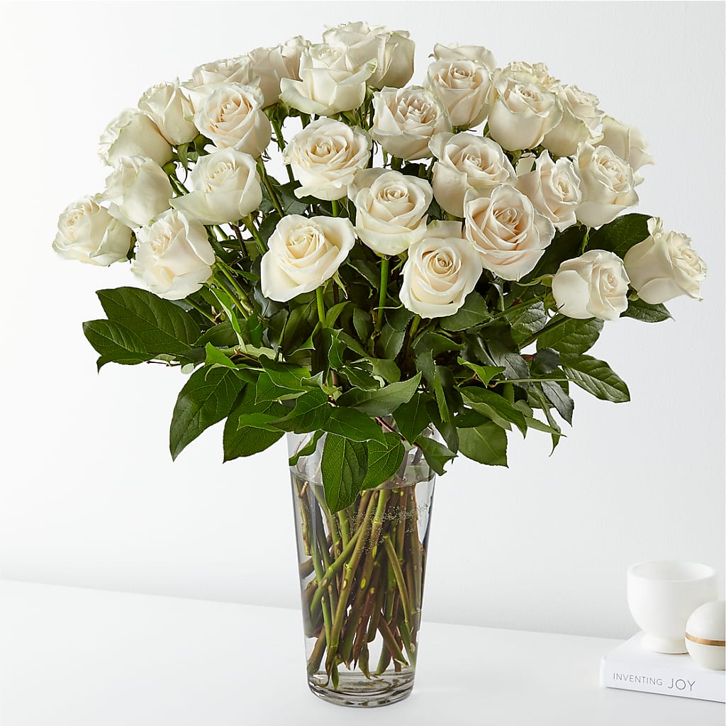 Long Stem White Rose Bouquet – Colonial Flower Shoppe, Somers CT