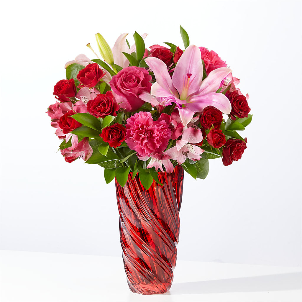 In Love Bouquet with Luxe Swirl Vase – Colonial Flower Shoppe, Somers CT