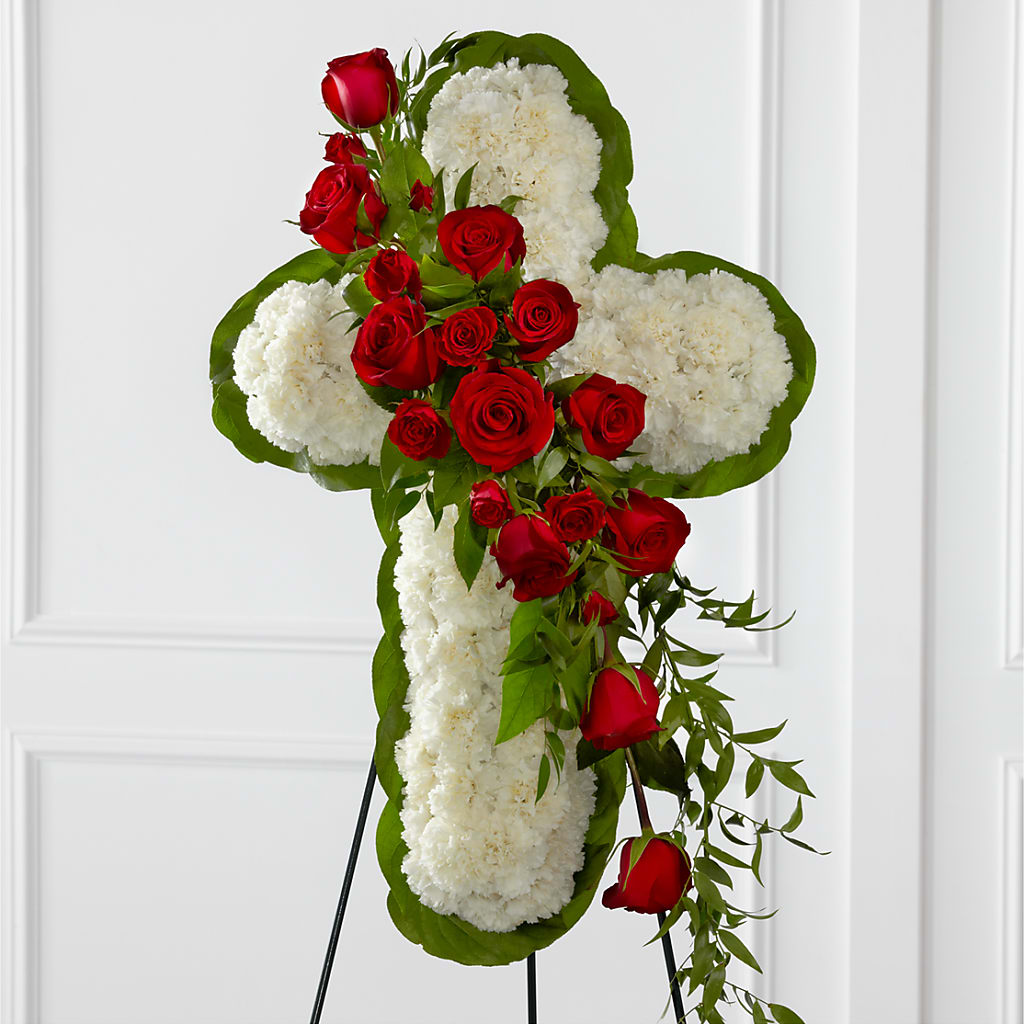 Floral Cross Easel – Colonial Flower Shoppe, Somers CT