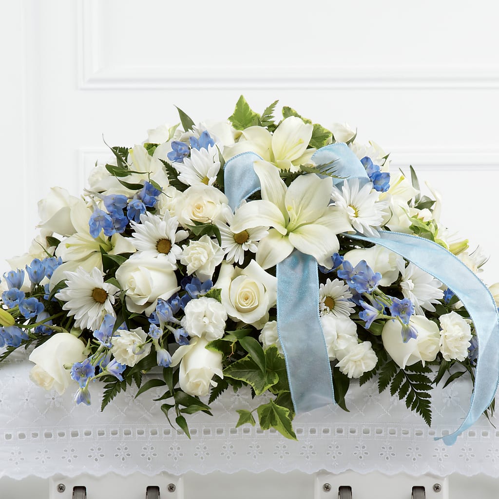 Tender Treasure Casket Spray – Colonial Flower Shoppe, Somers CT