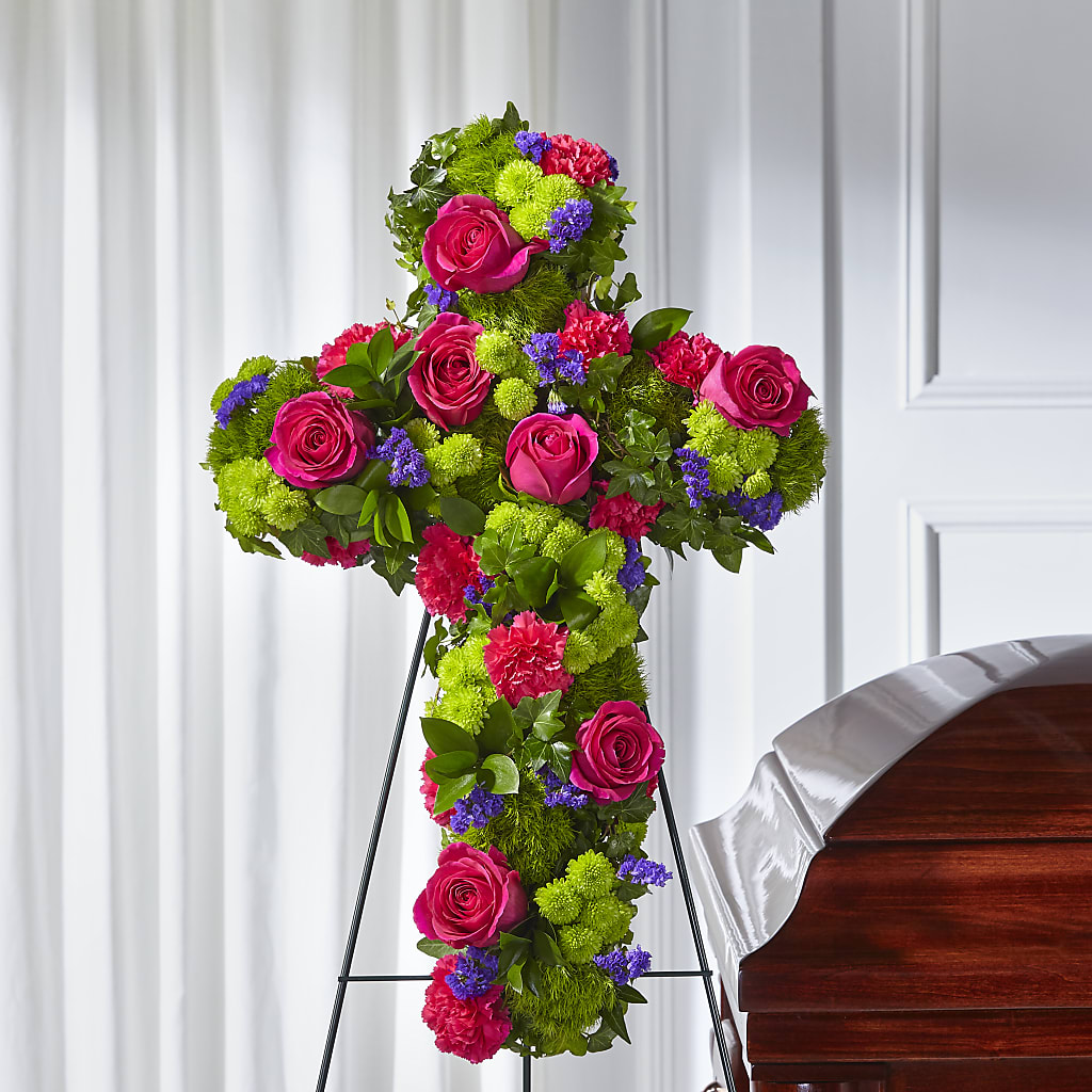 Tribute Rose Floral Cross – Colonial Flower Shoppe, Somers CT