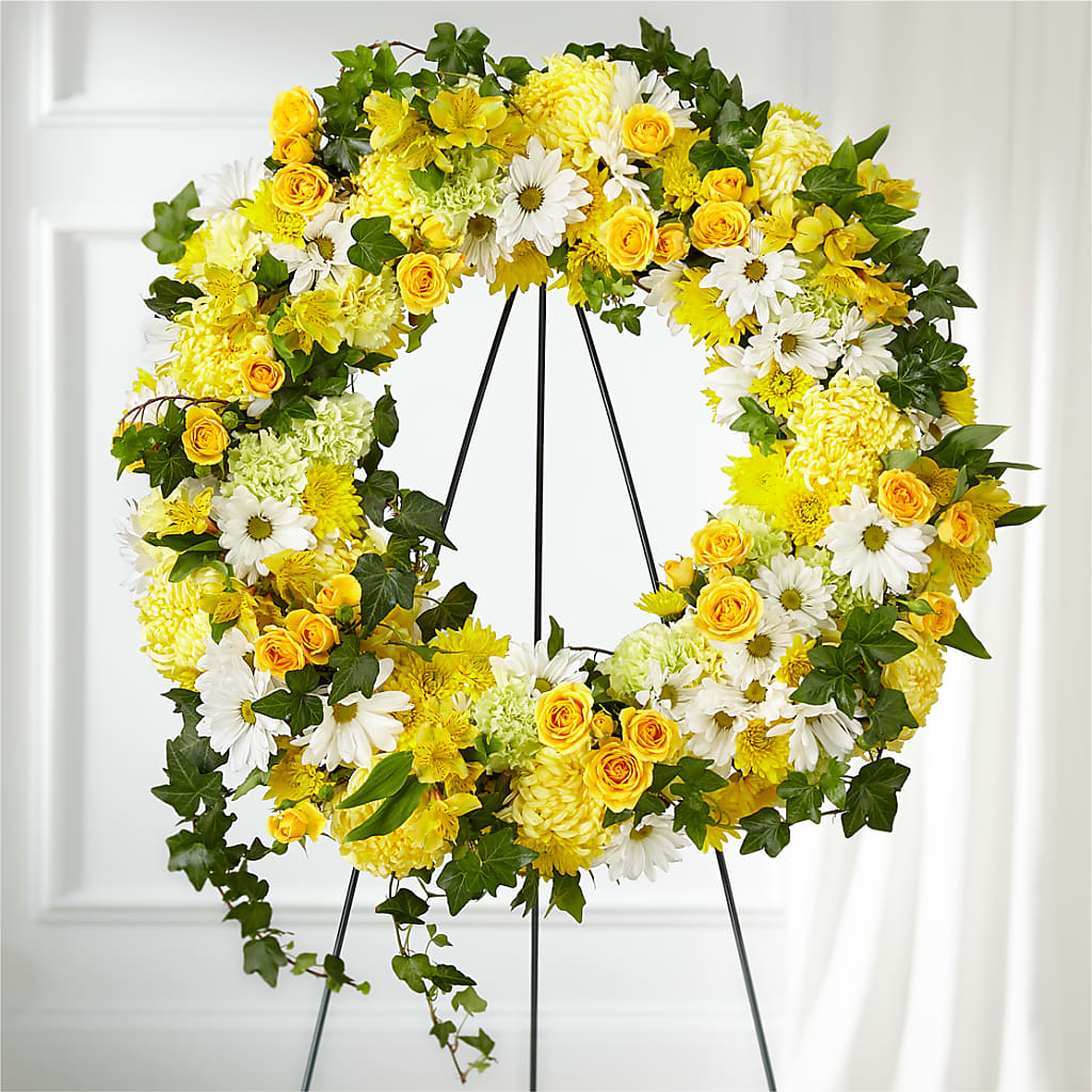 Golden Remembrance Wreath – Colonial Flower Shoppe, Somers CT