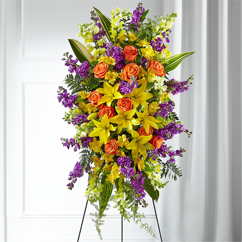 Thoughtful Prayers Standing Spray – Colonial Flower Shoppe, Somers CT