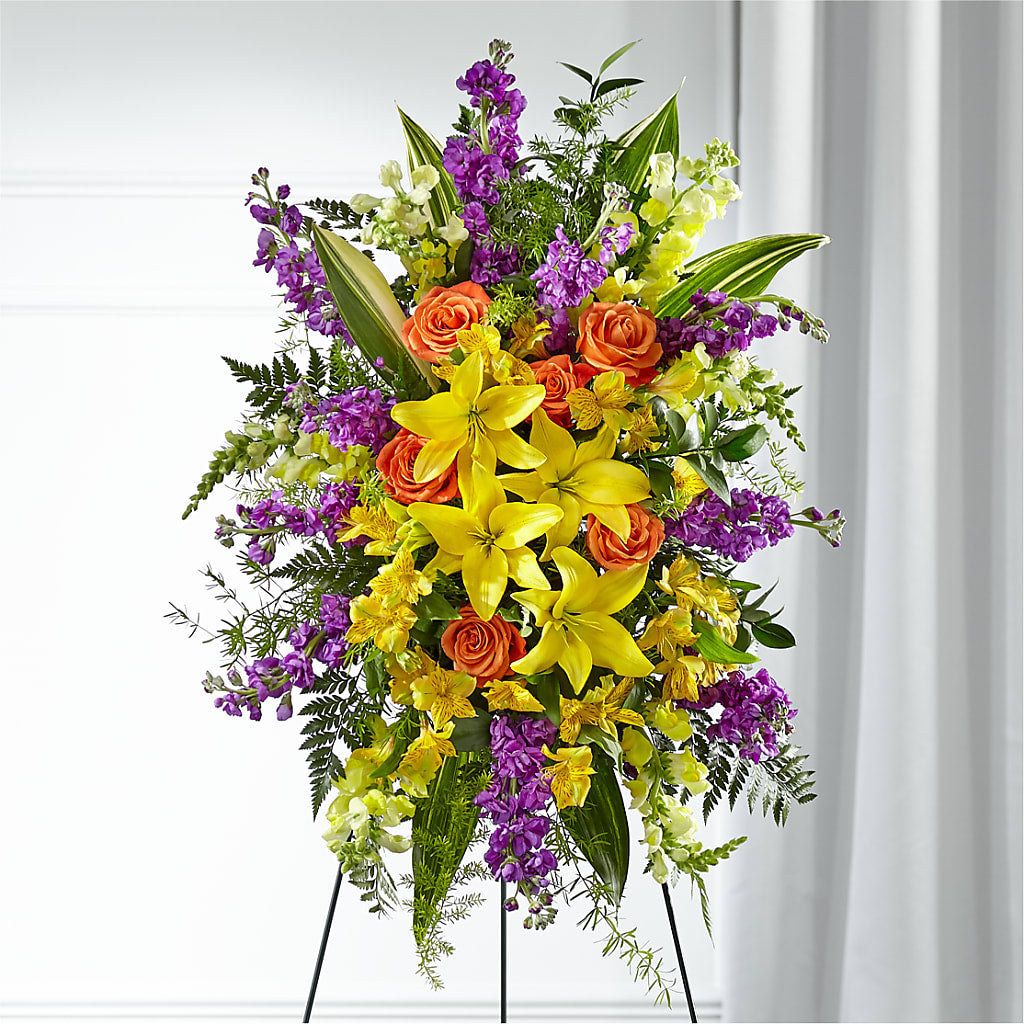 Thoughtful Prayers Standing Spray – Colonial Flower Shoppe, Somers CT