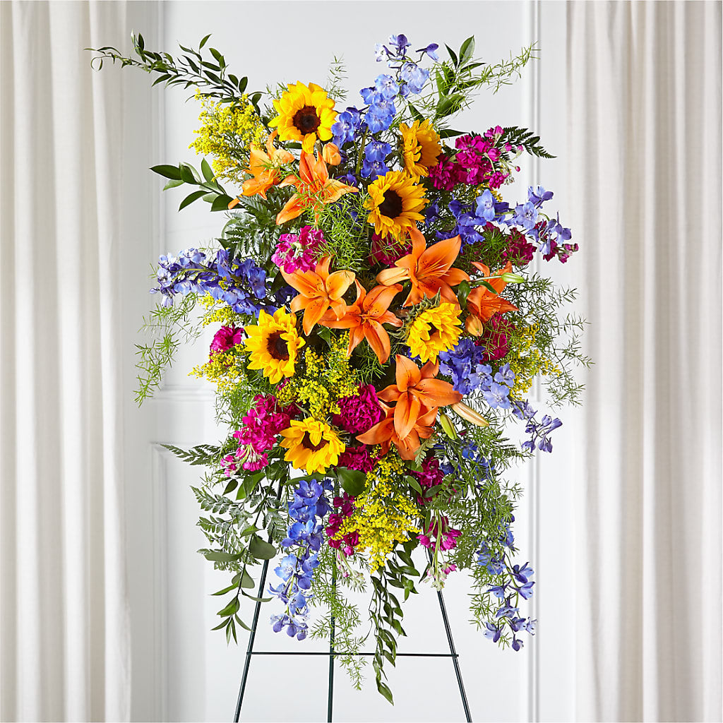Sunlit Memories Standing Spray (Standard) – Colonial Flower Shoppe, Somers CT