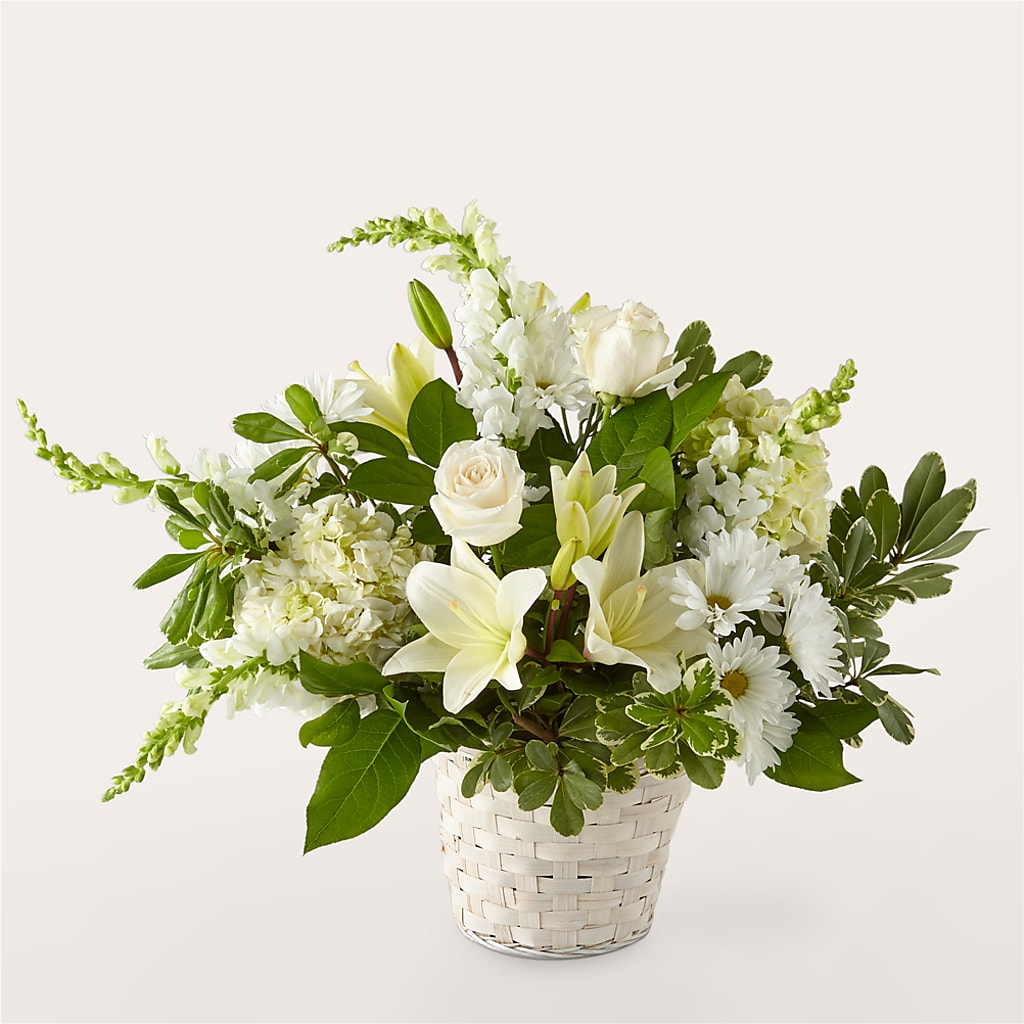 Ivory Elegance Floral Basket – Colonial Flower Shoppe, Somers CT