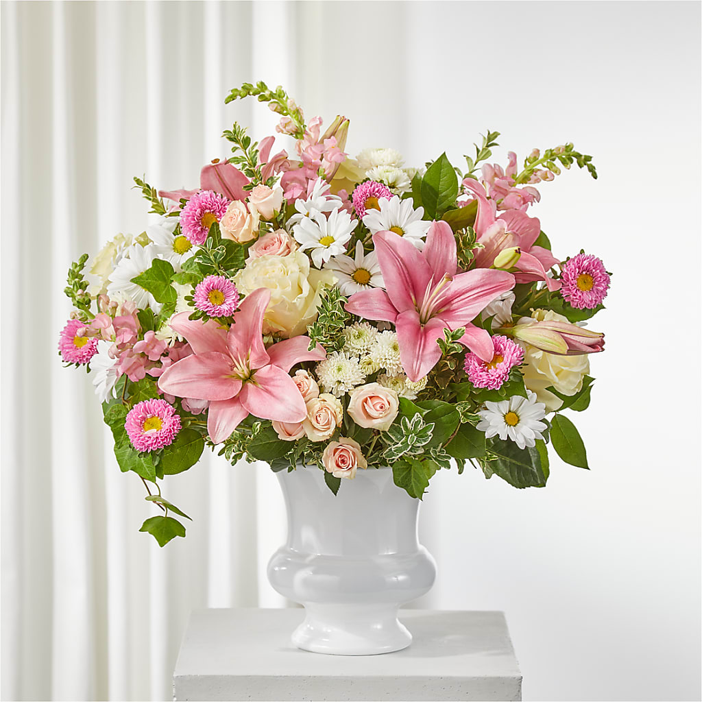 Empathetic Blooms Urn Arrangement – Colonial Flower Shoppe, Somers CT