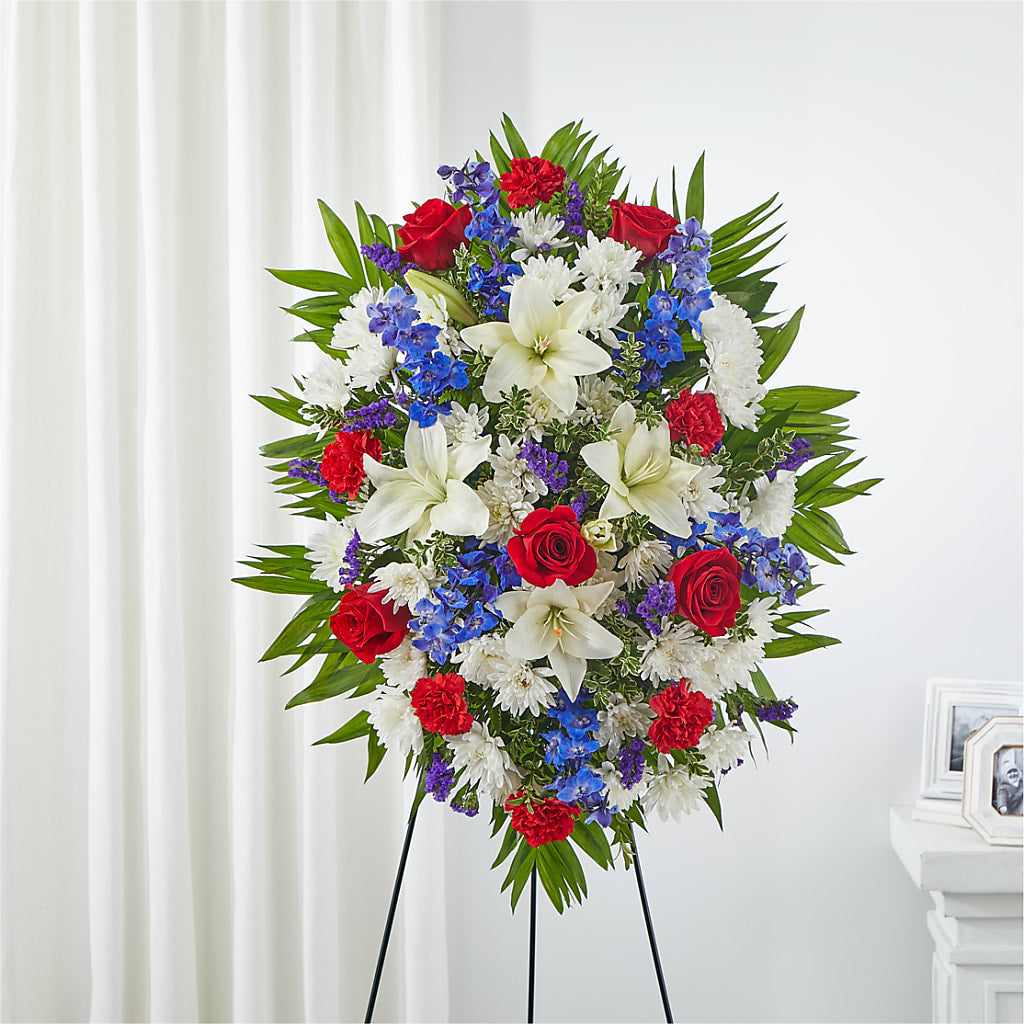 Cherished Service Standing Spray – Colonial Flower Shoppe, Somers CT
