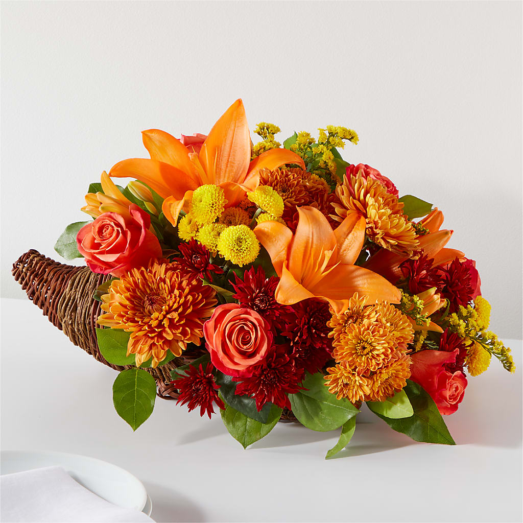 Bouquet of Blessings Cornucopia – Colonial Flower Shoppe, Somers CT
