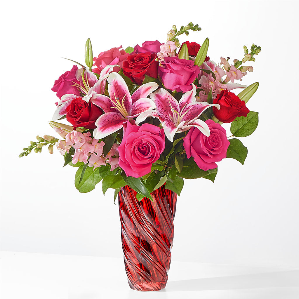 Always You Bouquet with Luxe Swirl Vase – Colonial Flower Shoppe, Somers CT
