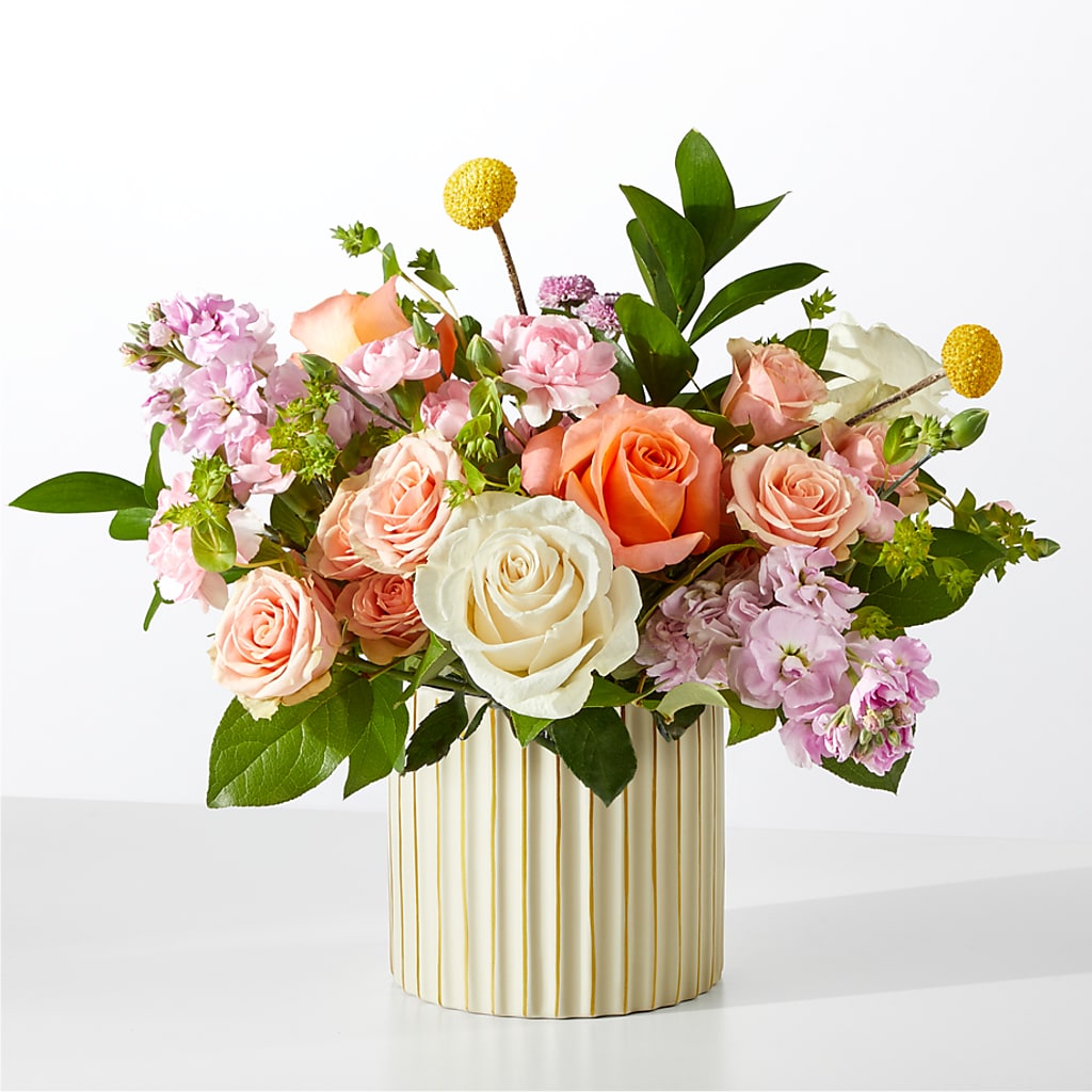 French Market Bouquet with Ivory Vase – Colonial Flower Shoppe, Somers CT