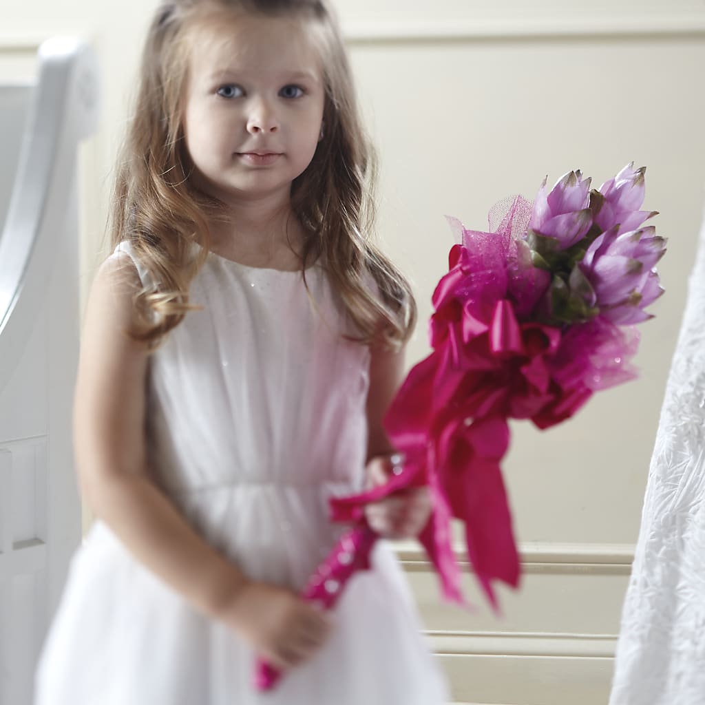 Sparkle Pink Flower Girl Bouquet – Colonial Flower Shoppe, Somers CT
