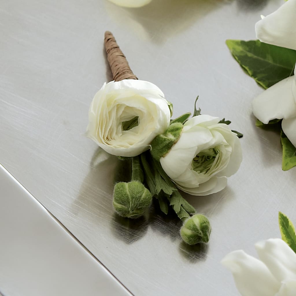 White Ranunculus Boutonniere – Colonial Flower Shoppe, Somers CT