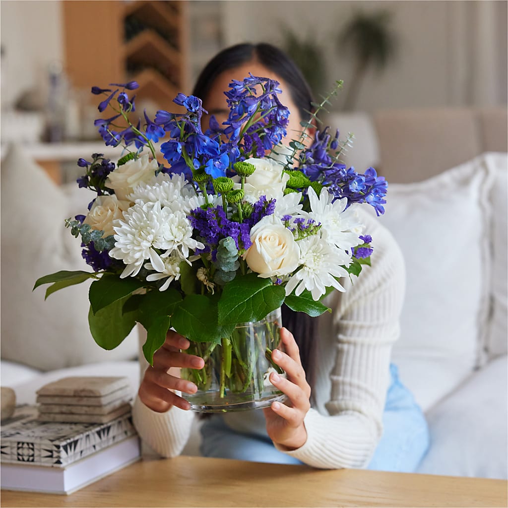 Cerulean Waves Bouquet –  Colonial Flower Shoppe, Somers CT
