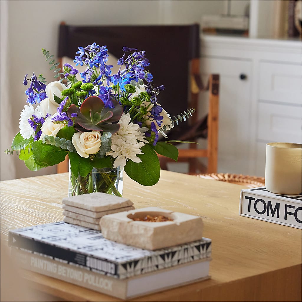 Cerulean Waves Bouquet –  Colonial Flower Shoppe, Somers CT