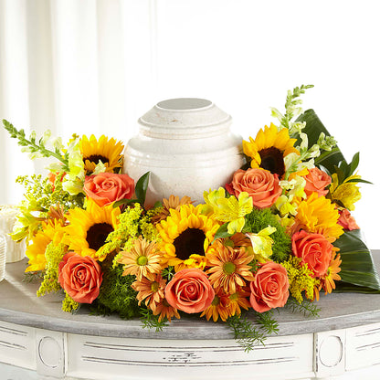 Faithful Sunflower Cremation Adornment –  Colonial Flower Shoppe, Somers CT