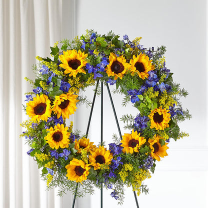 Bright Rays Wreath –  Colonial Flower Shoppe, Somers CT