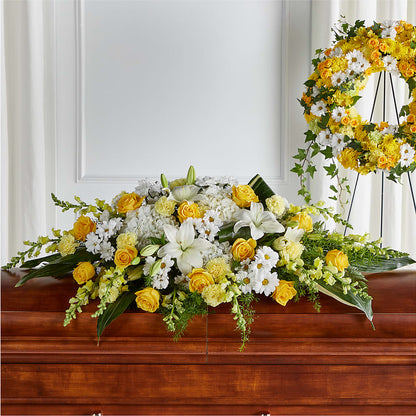 Golden Harmony Casket Spray –  Colonial Flower Shoppe, Somers CT