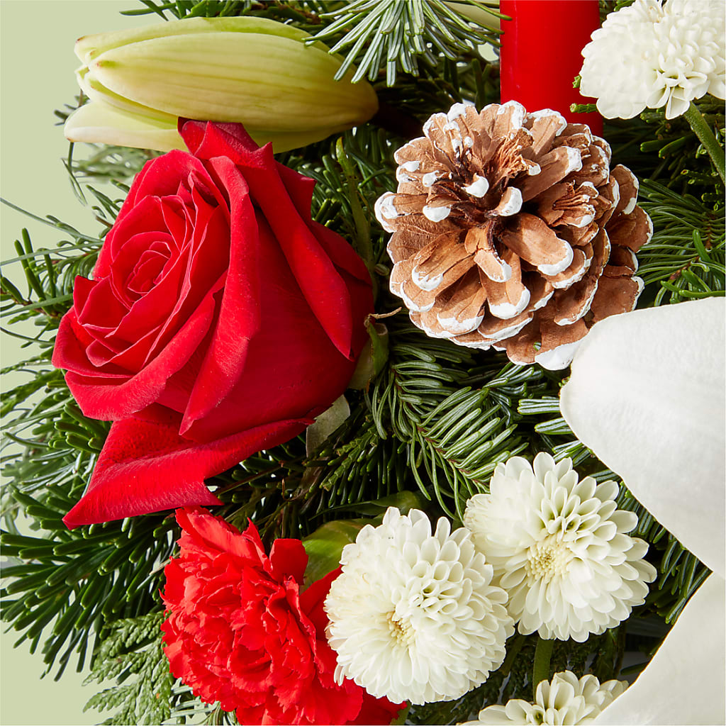 Seasonal Festivities Centerpiece –  Colonial Flower Shoppe, Somers CT
