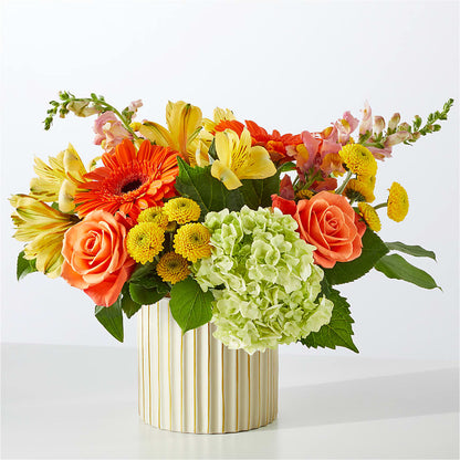 Autumn Sunshine Bouquet with Ivory Vase –  Colonial Flower Shoppe, Somers CT