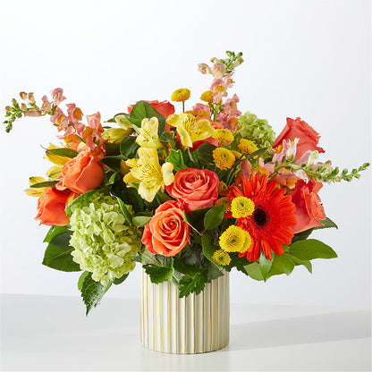 Autumn Sunshine Bouquet with Ivory Vase –  Colonial Flower Shoppe, Somers CT