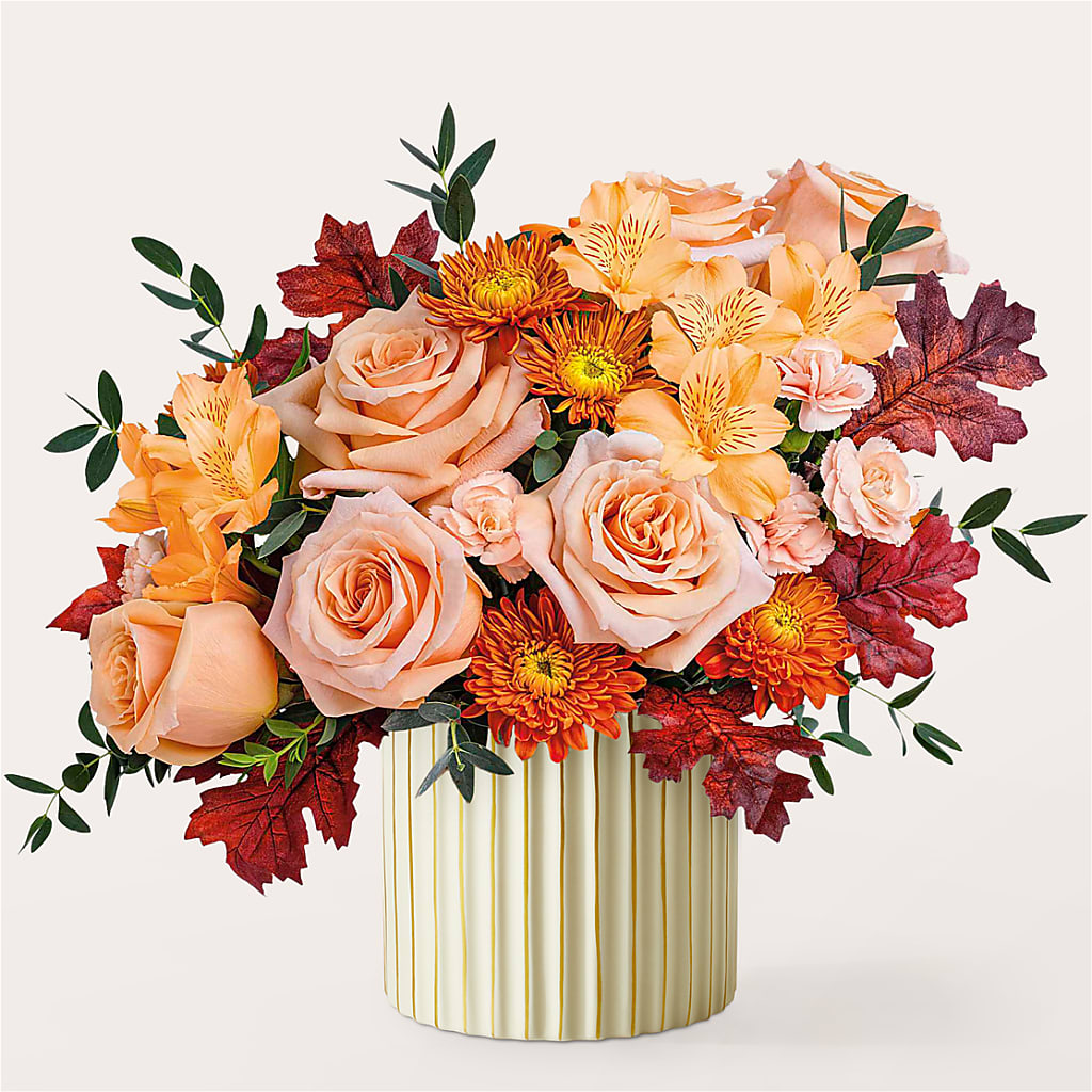 Spiced Latte Bouquet with Ivory Vase –  Colonial Flower Shoppe, Somers CT