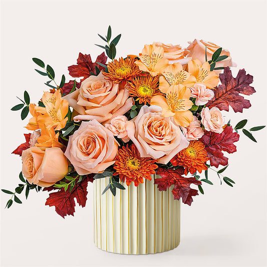 Spiced Latte Bouquet with Ivory Vase –  Colonial Flower Shoppe, Somers CT