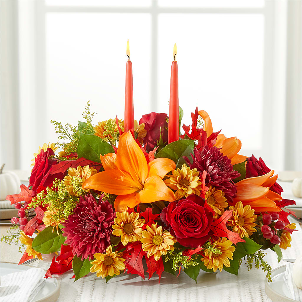 Autumn's Embrace Centerpiece –  Colonial Flower Shoppe, Somers CT