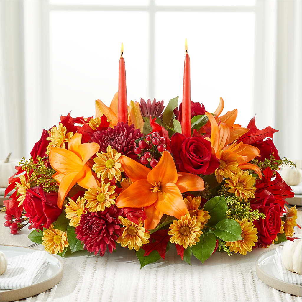 Autumn's Embrace Centerpiece –  Colonial Flower Shoppe, Somers CT