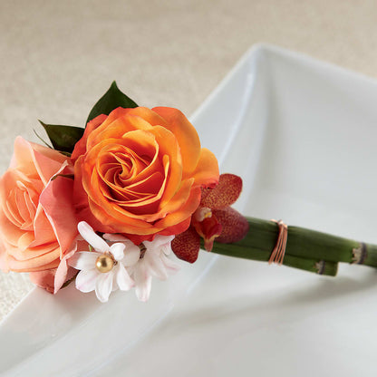 Sunset Dream Boutonniere –  Colonial Flower Shoppe, Somers CT