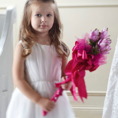 Sparkle Pink Flower Girl Bouquet –  Colonial Flower Shoppe, Somers CT